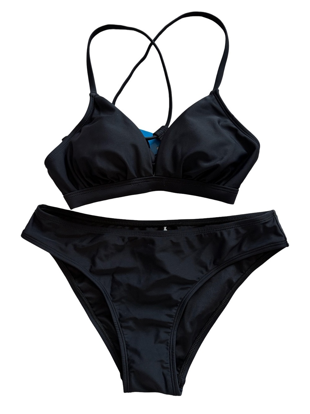 Cupshe NWT Boho Rhapsody Lace Up Bralette/Hipster Bikini Set Black Size XS